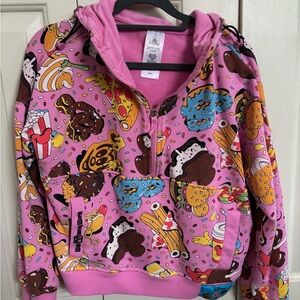 Pink Disney Snacks Hoodie with Half-Zip